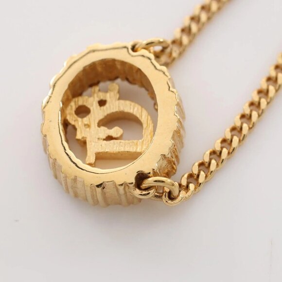 Authentic Christian Dior Vintage Rhinestone Crystal Round Necklace Gold Plated - Picture 7 of 10